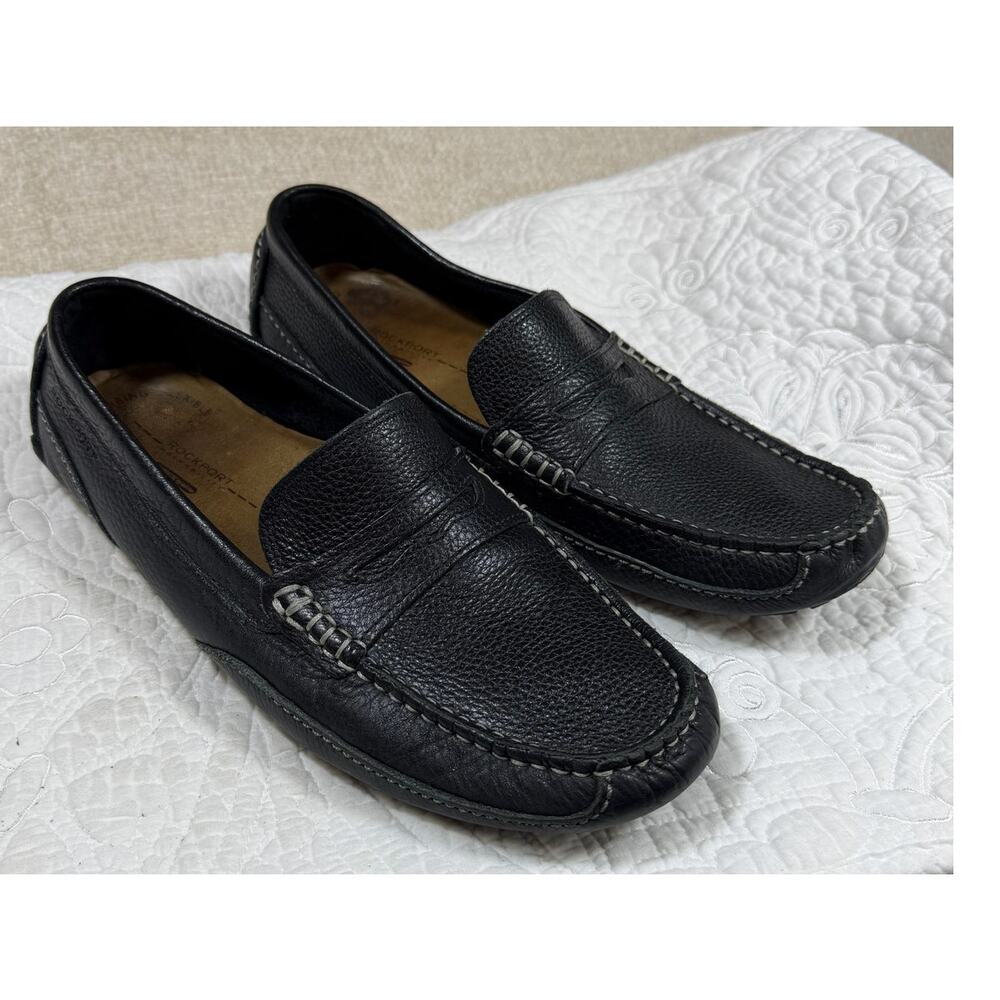 Rockport Men's 9 Blue Pebbled Leather Driving Moc Slip On Casual Comfort Shoes